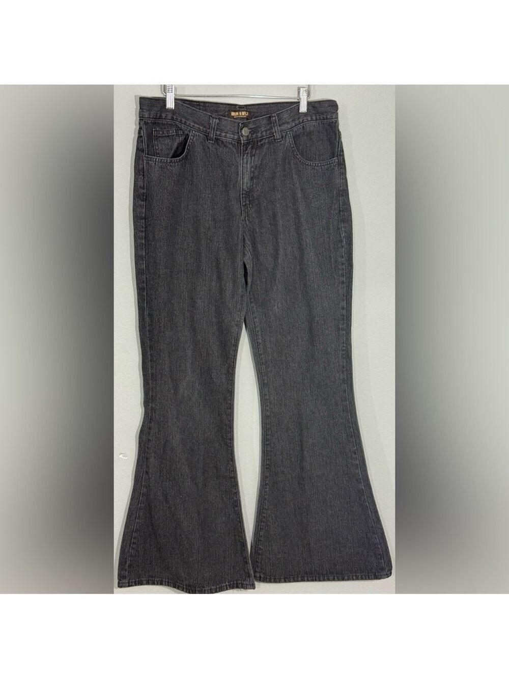 Run & Fly Black Denim Jeans Size 34 Flare Y2K
